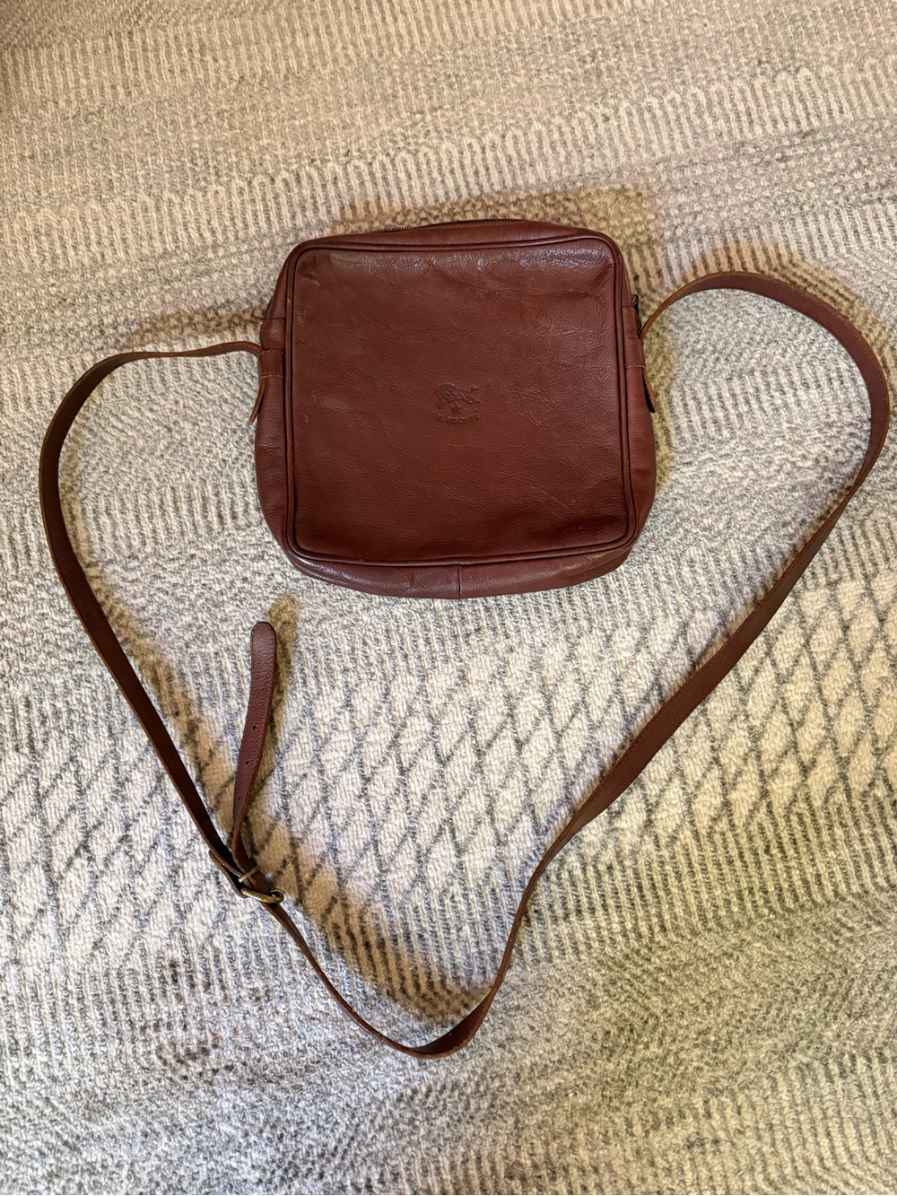 Compact Il Bisonte Brown Leather Mini Crossbody Bag